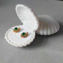 1pc Jewelry Box, Pearl Storage Box, Flocked Shell Jewelry Box For Pendant, Earrings, Necklace, Gift Box - Multicolor - View 12