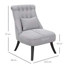 HOMCOM Relaxing Chair With Back Cushion, Elevated Feet, Linen Grey 52.5x69x77cm For Comfortable Relaxation