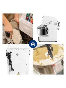 Batidora Industrial, Maquina Amasadora Industrial para Repostería, Panaderías, de 20 Litros/8 kg, Acero Inoxidable, Reja Protectora, (110V/60HZ). Bluelander - Blanco - Ver 6