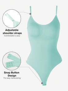 1 st sömlös shapewear-body för kvinnor, stringtrosa, bantningsbody, magkontrollbody, shapewear, midjetränare - Mint Grön - Visa 4