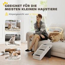 PawHut 3-Step Dog Stairs, 36.5 Inches High, Small Pet Stairs, Foldable For Bed, Sofa, Car, Cream White - 1 - View 8