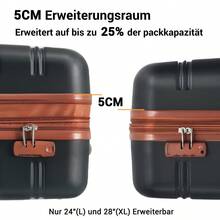 2021 Suitcase Set, Hard Shell Suitcase, Wheeled Suitcase, Travel Suitcase, 4-Wheel Carry-On Luggage, ABS Material, Black+Brown - Black+Brown + ABS - View 9