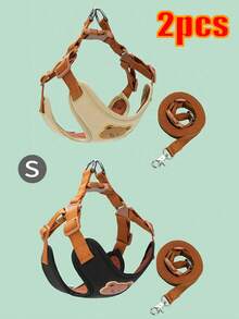 Cute Bear Pet Harness & Leash Set, Dog Vest Harness, Adjustable Breathable Chest Strap, Suitable For Puppies, Kittens And Other Dogs, Includes Harness And Foldable Bowl: Ideal For Feeding And Walking Pets Outdoors