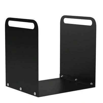 Outsunny vedhållare 36,5 x 30 x 36 vedhållare med handtag, vedhållare för utomhus/inomhus, upp till 30 kg, stål, svart