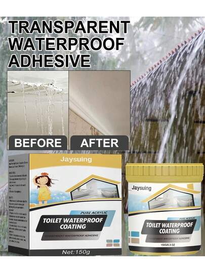 JAYSUING 150g Bathrooms Waterproof Coating, Walls Exterior Invisible Transparent Leak-Proof Waterproof Adhesive Crack Leakage Repairs Material High-Temperature Resistant Coating
