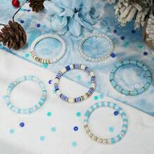 Beads Bracelets, Clay Beads Bracelat Making Kit Golden Beads Crafts Stocking Stuffers Decorations Charms Jewelry Making, Gifts Teen Age 6 - 12 - Giấc mơ xanh thẳm - Xem 3