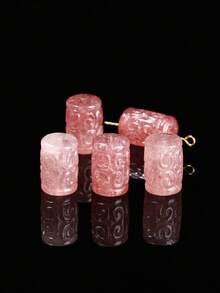 1件天然鸽血红/浅草莓石英蝴蝶/玫瑰花/狐狸/熊形吊坠，疗愈水晶，带来情感祝福和正能量，适合DIY珠宝制作、手链、项链和其他艺术饰品 - 彩色 - 查看 4