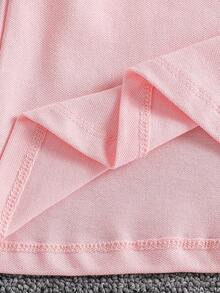 Girls' Collared Short Sleeve Sports T-Shirt/Polo Shirt, School Style, Summer - Pink - View 5