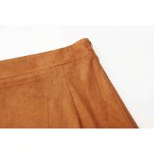 Dravelle 优雅休闲波西米亚风性感高腰中长裙 - 棕色咖啡色仿麂皮面料，流苏裙摆，简约时尚风格，柔软舒适，适合海滩度假、日常办公、节日庆典、生日派对、约会、旅行、感恩节、夏季、春季、秋季和冬季穿着。 - 棕色 - 查看 7