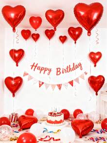 10pcs/20pcs 5/10/18 Inch Romantic Red Heart Shaped Foil Balloons, Suitable For Valentine's Day, Wedding, Anniversary, Birthday, Singles Party, Party Decorations And Celebrations - Red - View 5