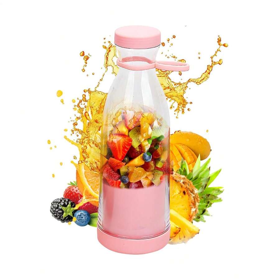 Portable Blender,Fashion Portable Blender For Shakes And Smoothies 11.8 Oz,USB Fast Charging Mini Mixer Bottle,Take It For Traveling, Outdoor, Gym, Office, Cars, Gift - Pink - View 1
