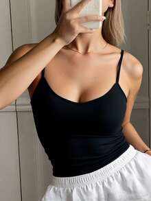 Livesso 女士露背修身吊带背心 Y2k 背心 - 黑色 - 查看 5
