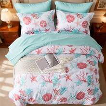5/7pcs Starfish Shell Printed Bed Comforter Set, 100% Microfiber Soft Breathable Winter Bedding Set, Comfortable And Durable, Include 1 Comforter+1 Flat Sheet+1 Fitted Sheet+1/2 Pillowcases+1/2 Pillowshams,All-Season, Bed In A Bag,Best Christmas Gift - Pink-bZ15 - View 4