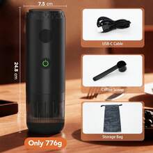 1pc Portable Espresso Machine | Electric Coffee Machine - Travel Coffee Machine, Self Heating Function, USB-C Charging, Compatible With Capsules And Ground Coffee, Suitable For Camping, RV And Office Use - Multicolor - View 5