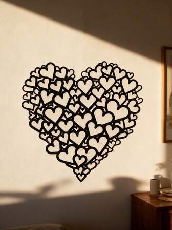 1 pieza 20*20cm Arte de pared metálico en forma de corazón romántico - Decoración de hierro con amor para interiores y exteriores, regalo perfecto para el Día de San Valentín/Acción de Gracias