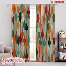 2pcs Mid-Century Modern Curtains - Blackout Window Drapes With Green, Orange, Red, Brown, Beige, White, Black - Light Blocking Privacy Window Treatments For Living Room, Bedroom, Office, Kitchen - Machine Washable Polyester Window Curtains - Easy Installation With Rod Pocket Hanging, Room Divider, Contemporary Design, Durable Fabric, Home Decorators, 2D Flat, Mid Century Modern Curtain, Bedroom Patterned Curtain With Abstract, Retro Blackout Curtain, Fabric Curtain, Curtain Orange - 彩色 - 查看 1