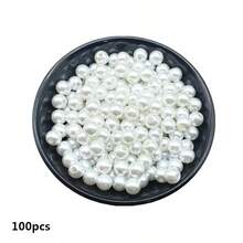 4/6/8/10毫米白色亚克力圆珠，适用于珠宝制作、手机链DIY、时尚手链项链装饰配件 - 白色 - 查看 8