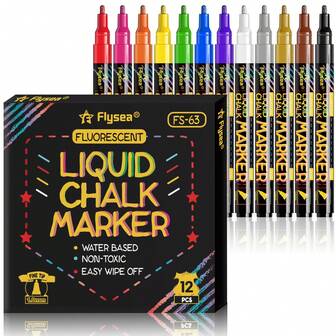 12/8 Colors Liquid Chalk Markers For Blackboards - 1.0mm Bold Color Dry Erase Marker Pens,Vibrant,Erasable, Whiteboard Marker,Chalkboard Signs, Windows, Blackboard, Glass,Erasable Window Markers For Cars
