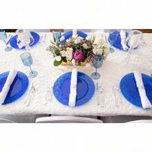 Oz Wine Goblets - Blue With Gold Rim 5-Pack Elegant Disposable Plastic Wine Glasses With Stems For Weddings Outdoor Events And Poolside Parties - 藍金邊 - 查看 4