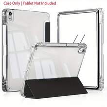 1pc With Pen Slot Premium Soft Silicone & Acrylic Material Protective Cover, New Year Themed | Suitable For 10.9 / 10.2 / 9.7,  Air 2 / 4th Generation / 5th Generation,  Pro 11-Inch (2022) / 10th Generation | Tablet PC Case With Pen Slot, Foldable Lightweight Stand Hybrid Design | Learning & Home Office Accessories, Streamlined Style, High-Quality Materials, Sturdy Structure | Perfect For Digital Artists, Christmas Accessories, School Students (Online Classes/Note-Taking), Office Workers (Remote Meetings/Business Presentations), Content Creators (Editing/Vlogging/Live Streaming) & Daily Use | Fashion-Forward Digital Accessory For Girls, Women & Teens - 黑色 - 查看 11