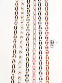 1m Cadena de joyería de acero inoxidable esmaltada, cadena con forma de labios esmaltada por ambos lados, cadena ovalada esmaltada, para hacer joyería, decoración de zapatos, bolsos y ropa - Multicolor - Ver 12