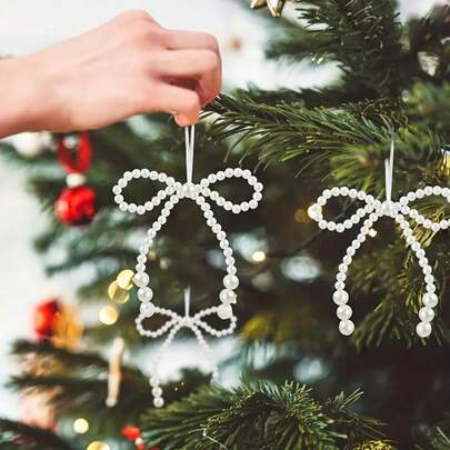 12个/20个/30个珍珠蝴蝶结圣诞装饰品 - 白色蝴蝶结圣诞树顶饰，适用于婚礼、求婚、情人节、圣诞树派对工艺品、花环、礼品包装、家居装饰、节日挂饰和吊坠、节日礼物、新娘礼物、生日装饰