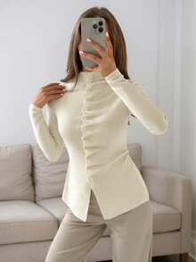 秋季女装新款秋冬白色立领单排扣长袖针织开衫女上衣，时尚温柔简约优雅修身适合日常通勤毛衣外套，女装时尚秋季万圣节校服街头时尚老款女教师装