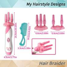 Girls' Hair Styling DIY Set - Magic Braider And 8 Gem Hair Accessories. This Salon Role-Play Set Includes A Children's Automatic Hair Braider That Can Create Pigtails, Twists, And Fishtail Braids, As Well As Various Styling Tools. The Set Contains A Braiding Aid, Comb, Colored Hair Ties, Headbands, Faux Gemstone Beads, And Shiny Hair Clips - All Designed Specifically For Girls To Safely Learn Braiding And Explore Their Creativity.