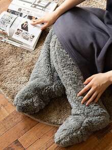 1pair Women's Winter Over Knee High Fuzzy Socks,Plush Cozy Slipper Stockings,Furry Long Leg Warmers Winter Home Fluffy Sleeping Socks,Fuzzy Knee-High Warmth Long Leggings,Warm Socks,Socks For Women,Christmas Socks,Maternity Socks Can Be Used As Open Toe Socks Or Footless Socks