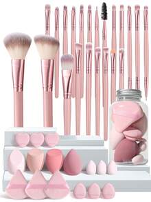 38件套化妆工具套装，包含：22支化妆刷+4个化妆海绵+3个迷你化妆海绵+3个三角粉扑+6个迷你气垫粉扑。一应俱全，新手友好|方便携带，送礼佳品|完美适合新手/女性，化妆刷套装，化妆刷套装，化妆刷套装，全套化妆工具，化妆刷套装，化妆刷套装，化妆礼盒套装 - 彩色 - 查看 8