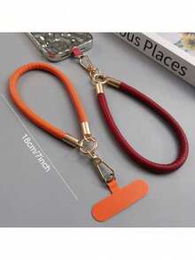 1pc Leather Short Phone Lanyard Wristband, Fashionable High-End Outdoor Wrist Strap, Keychain Sturdy Lanyard Gifts For Mother, Family, Friends, Birthday, Holiday Phone Charm, Phone Chain