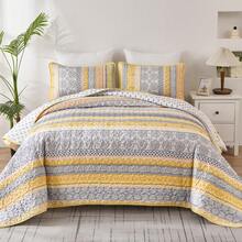 3 Pieces Boho Quilt Set Queen King Size, Yellow Bohemian Quilt Sets, Lightweight Summer Bedspread Coverlet Bedding Set For All Season,Home Decor Bedroom Decor Mothers Day Gift Wedding Decorations - Màu vàng - Xem 9