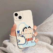 Playing Water Crayon Shin Chan Phone Case For IPhone 17 16 15 14 13 12 11 Pro Max XR XS MAX 7 8 PLUS MINI INS Transparent Cover - A - 查看 4