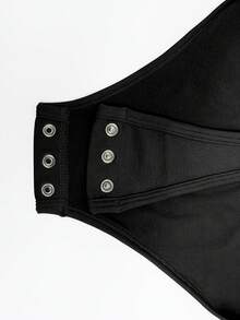 1pc Women Shapewear Long Sleeve Bodysuit With Waist Trainer And Breast Lift - Black - View 5