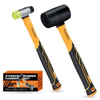 8oz Yellow Rubber Mallet Hammer Set With Shockproof Fiberglass Handle And Non - Slip Grip