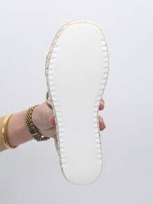 Plus Size Fashion New Rivet Decor Twist Buckle Women's Platform Thick Bottom Sandals, Summer Elegant Wedge High Heel Shoes, Suitable For Daily, Casual, Beach, Mother's Day Gift, Woven Ankle Strap Platform Sandals - Gold - View 8
