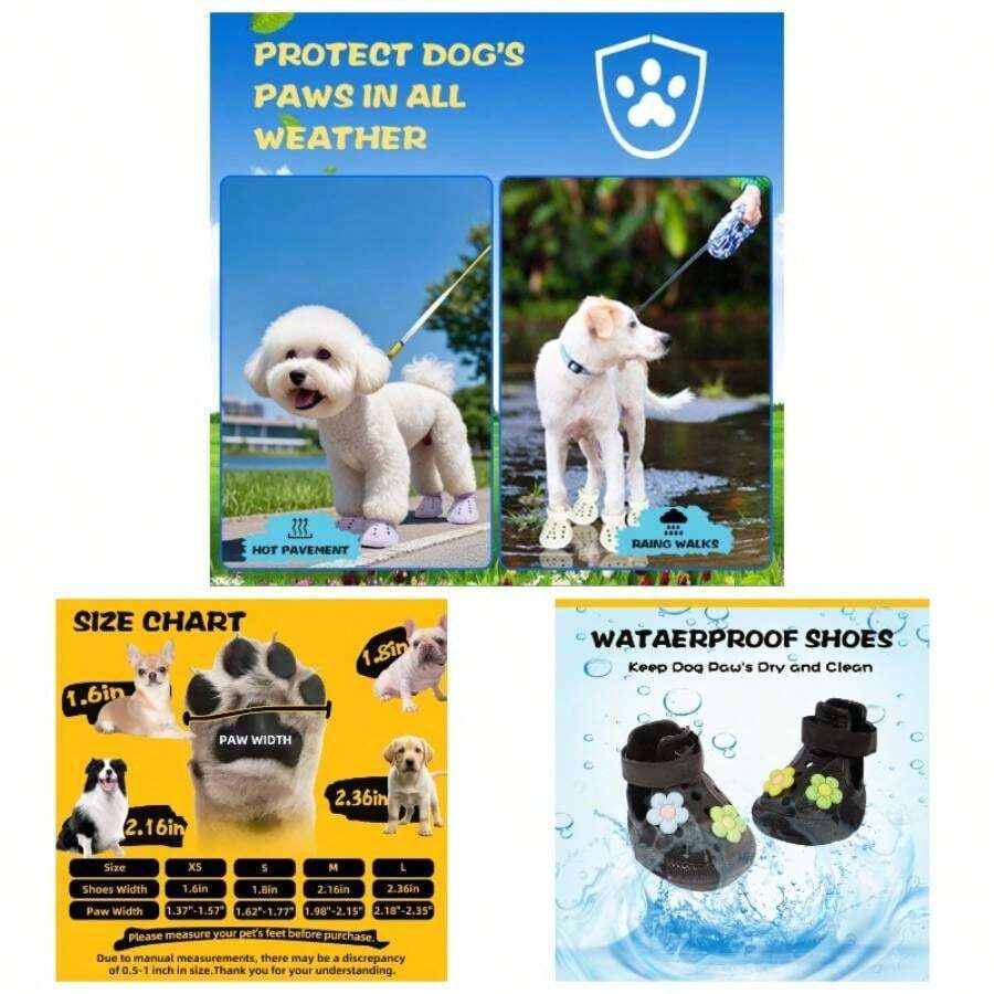 Dog Shoes Hot Pavement, Waterproof Dog Shoes Small Medium Dogs, Breathable Non - Slip Dog Boots Paw Protectors With Rubber Soles, Dog Booties Beach And Snow Purple, Large - 紫色 + 大號 - 查看 1