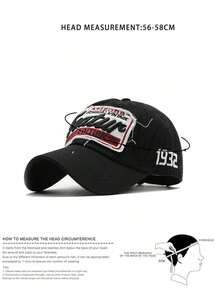 1pc Unisex Embroidered Letter TEATUR Adjustable Baseball Cap, Breathable Sun Protection, Fashionable For Everyday Wear - 黑色 - 查看 2