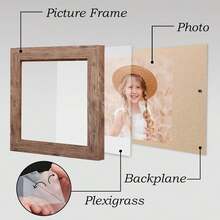4x4 Picture Frame Wood Display 4x4 Picture Distressed Brown Square Photo Frame For Wall And Tabletop Decoration - White - View 3