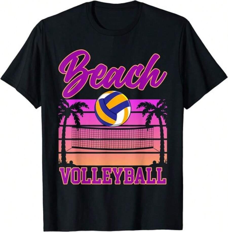 Unisex Beach Volleyball Gift T-Shirt - 黑色 - 查看 1