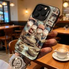Funda de Teléfono Transparente con Personajes de Dibujos Animados Diseño de Cerámica para iPhone 14 Pro Max y  Galaxy S23 Plus Opción de Regalo Ideal para Todas las Estaciones - Negro - Ver 7
