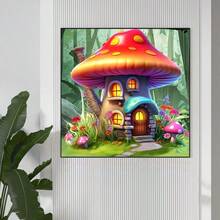 1pc 5D Diamond Painting Kit - "Mushroom Fairy Tale House In The Forest: Elves' Dreamland" - Large Size Full Diamond Art DIY Diamond Painting Set, Frameless Mosaic Full Round Acrylic Diamond Art DIY Diamond Painting Set, Ideal Home Decor Gift For Home And Office Desk - Multicolor - View 5