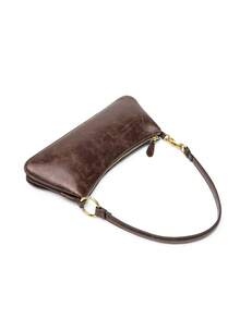 2025秋季新款女士包包 高端通勤腋下包 巧克力色加长拉链单肩包 - 咖啡 - 查看 7