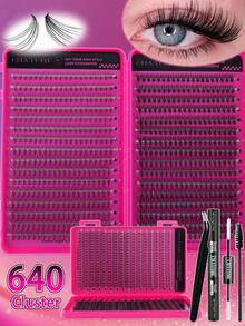 640/544 Cụm lông mi giả riêng lẻ, 9-16mm D Curl 10D + 20D / 30D + 40D / 50D + 60D / 80D + 100D Sách mi dung lượng lớn, Bộ nối mi mỏng và tự nhiên, Cụm mi có keo dán mi, Cọ mi và nhíp, Thân thiện với người mới bắt đầu, Thích hợp cho gia đình, du lịch, tiệc tùng và làm quà tặng Giáng sinh - Màu Hoa hồng đỏ - Xem 8