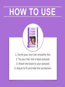EELHOE 1pc Purple Braided Hair Extension, Natural & Convenient For Daily & Festival Styling - Multicolor - View 8