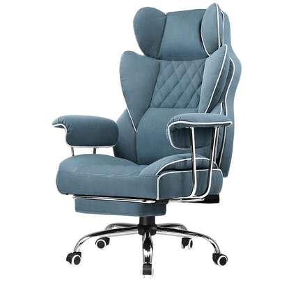 Desk Office Chair, Ergonomic Big And Tall Executive Office Chair With Footrest, Height Adjustable 360°-Swivel Reclining PU Computer Chairs