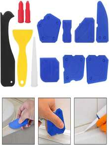 Kit de Herramientas para Lechada y Silicona, 12 Piezas para Alisar y Acabar, Ideal para Trabajar con Azulejos y Rejuntar, Color Azul - Azul - Ver 1