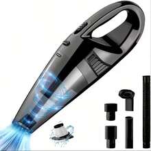 Aspiradora portátil mini para coches de mano: fácil de usar y potente, ideal para limpiar coches particulares, limpieza doméstica, así como pelaje de mascotas y desechos. Aspiradora portátil de 12V, aspiradora para coches potente con 8000PA, bajo ruido, incluye cinco accesorios. Aspiradora inalámbrica portátil para coches, solución de limpieza rápida, diseño anti-pelaje, compacta y pequeña, mango ergonómico, construcción duradera, rendimiento fiable, aspiración fuerte, esencial para viajes, exclusiva para propietarios de coches. - Negro - Ver 11