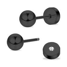 ZDE Women Flat Back Ball Stud Earrings Titanium Hypoallergenic Earrings Stud For Sensitive Ears Simple Classic 3mm-5mm Flat Stud Earring Perfect For Helix Tragus Cartilage Earlobe,6MM,Black - Đen - Xem 1