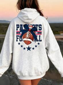 Patriots Football Team Spirit Hoodie With Bow And Stars Design For Game Day And Fan Events - Màu Xám nhạt - Xem 1